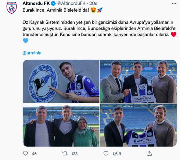Altınordulu Burak İnce Arminia Bielefeld'de !