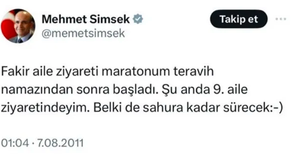 Mehmet Şimşek'in çok konuşulan paylaşımı: 13 yılın ardından sildi