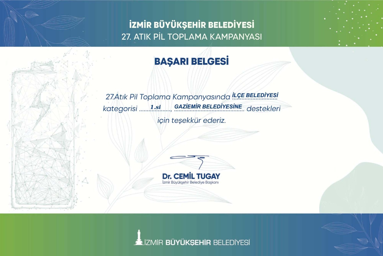 Gaziemir Belediyesi’nden çevre dostu başarı