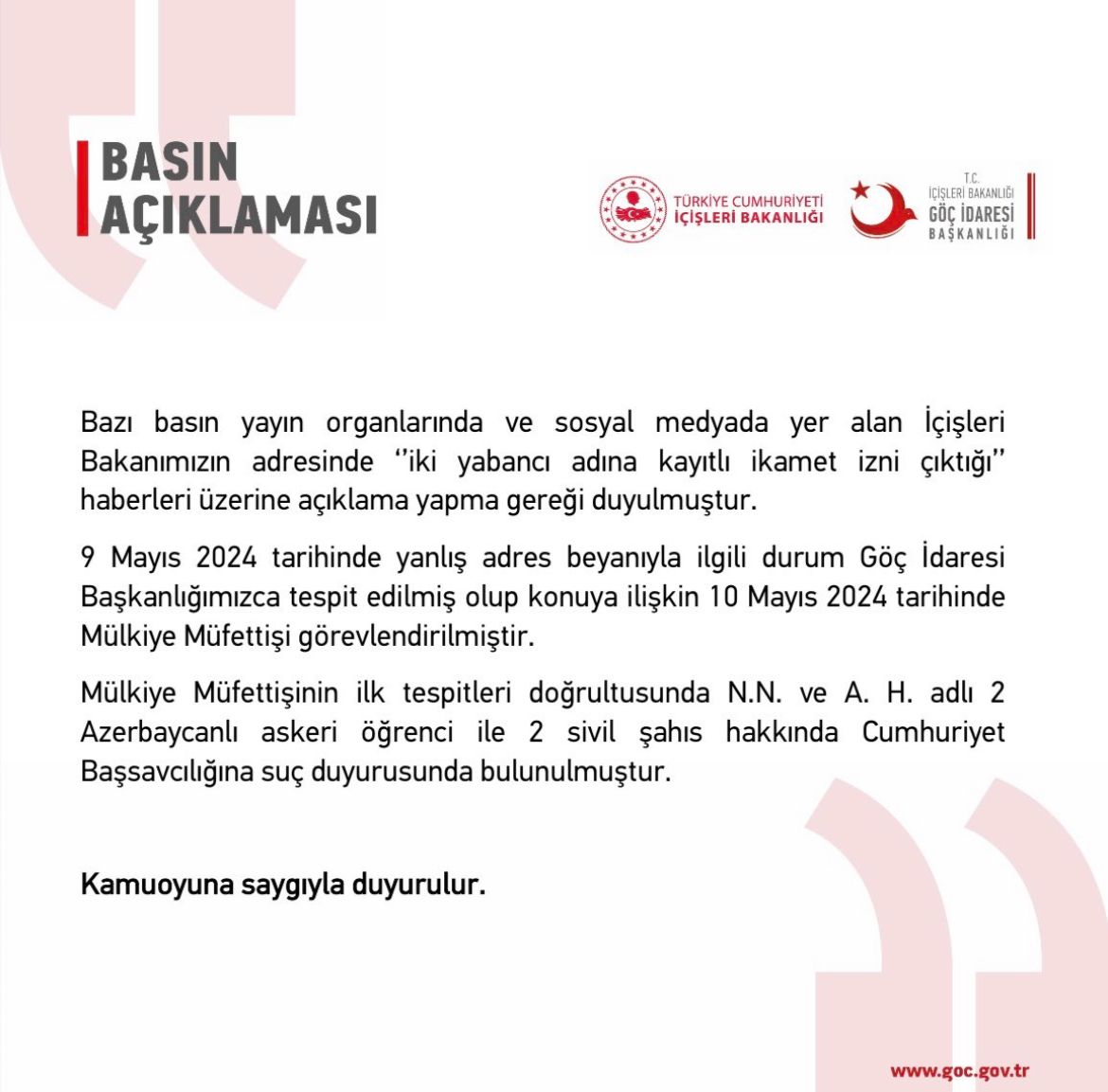 İçişleri Bakanı Yerlikaya’nın adresinde "yabancılara kayıtlı ikamet adresi çıktı" haberlerine ilişkin açıklama: