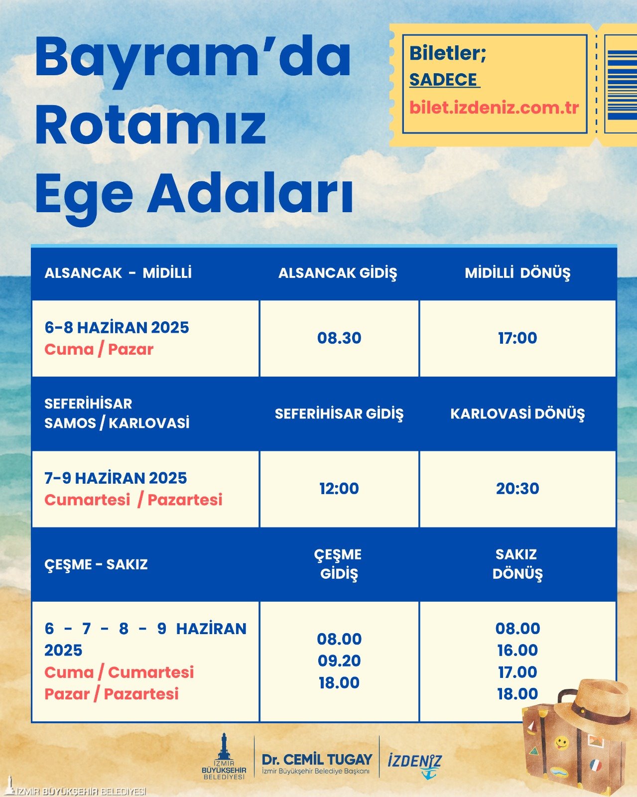 İZDENİZ’in yaz seferleri Kurban Bayramı’nın ikinci günü başlıyor