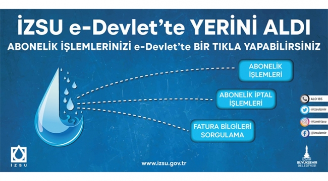 İZSU’da abonelik işlemleri artık e-Devlet’ten yapılabiliyor