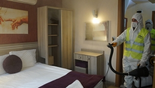 İlçedeki tüm otellere dezenfekte edildi