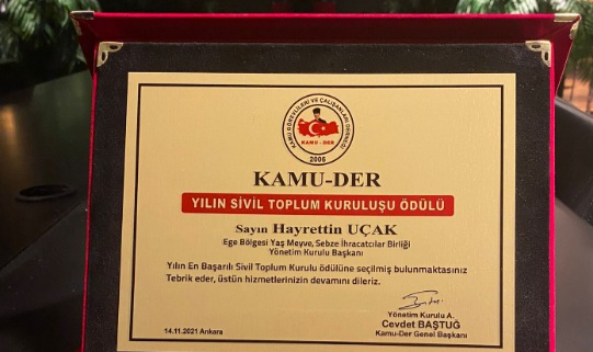 Ege Yaş Meyve Sebze İhracatçıları Birliği&#039;ne Büyük Onur