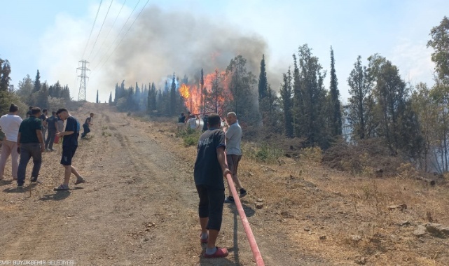 Bornova’daki yangına müdahale ediliyor