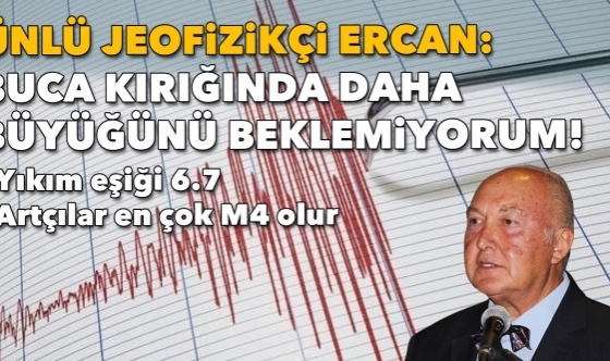 Ünlü jeofizikçiden 'deprem' açıklaması: Buca kırığında daha büyüğünü beklemiyorum!