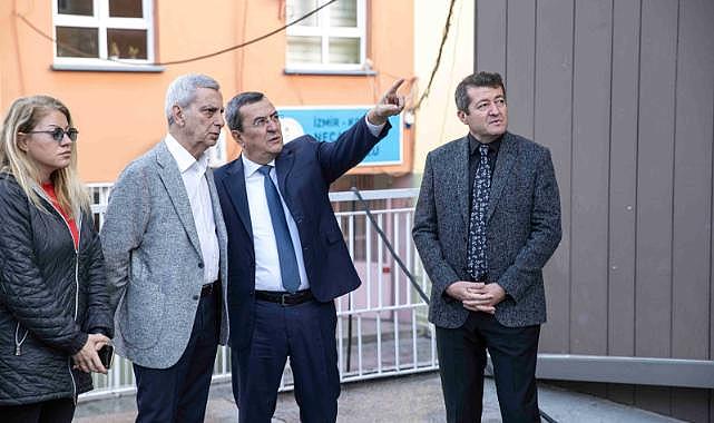 Batur, yanan Necatibey İlkokulu’nda incelemelerde bulundu