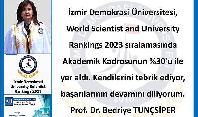 İzmir Demokrasi Üniversitesi bilimsel alanda büyük başarı yakaladı