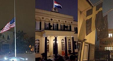 Türkiye'de bazı ülkelerin yabancı misyon temsilcilikleri de ulusal yasa katıldı: Bayraklar yarıya indirildi