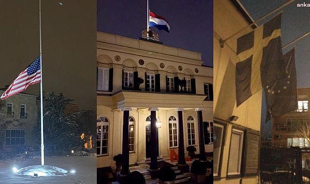 Türkiye&#039;de bazı ülkelerin yabancı misyon temsilcilikleri de ulusal yasa katıldı: Bayraklar yarıya indirildi