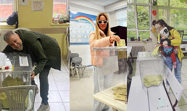 Ünlü isimler bir kez daha sandık başında! Kimi eşiyle kimi de bebeğiyle geldi