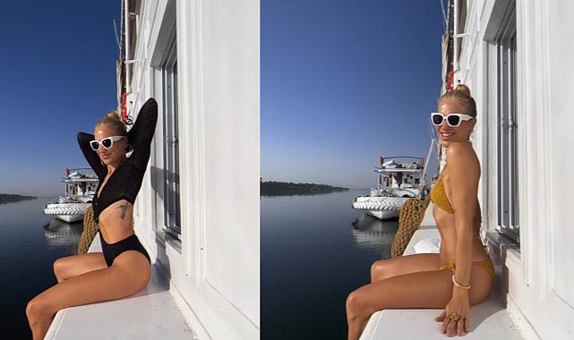 Burcu Esmersoy, rengarenk bikinileriyle pozlar verdi