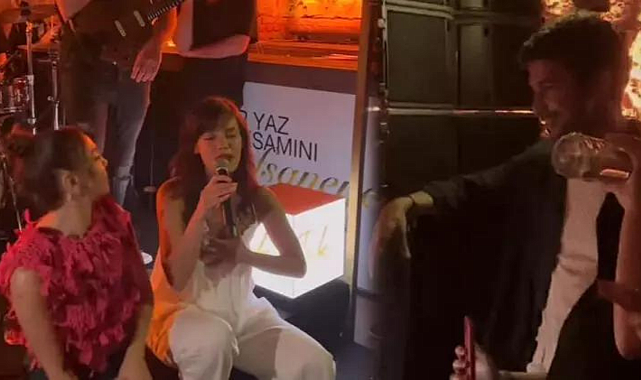 Kaan Yıldırım, sahnede şarkı söyleyen sevgilisi Pınar Deniz&#039;den gözlerini alamadı