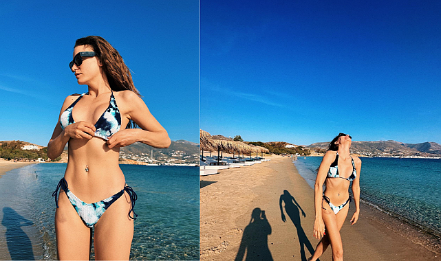 Serenay Sarıkaya&#039;nın bikinisiyle havaya zıplayarak verdiği poza Selin Ciğerci&#039;den yorum gecikmedi