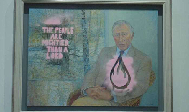 İklim aktivistleri, İngiltere Kralı III.Charles tablosuna sprey boya püskürttü