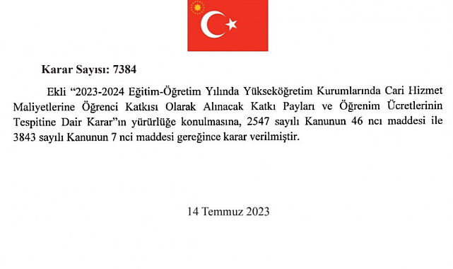 Üniversite harçları geri geldi!