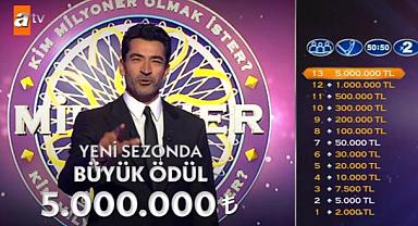 Kim Milyoner Olmak İster'de ödül 5 milyon TL'ye yükseltildi