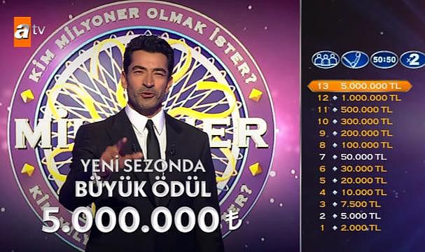 Kim Milyoner Olmak İster&#039;de ödül 5 milyon TL&#039;ye yükseltildi