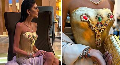 Süreyya Yalçın, 3 milyon TL'lik altın kaplama elbise giydi