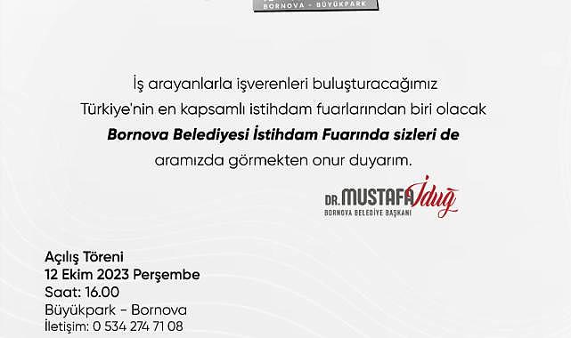 Bornova Belediyesi İstihdam Fuarı 12 Ekim’de açılıyor