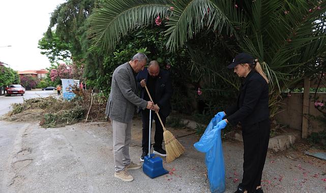 Güzelbahçe’de halk-belediye birlikte sokakları temizledi