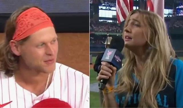 Amerikalı şarkıcı Ingrid Andress&#039;in milli marş yorumu, oyuncuları kahkahaya boğdu