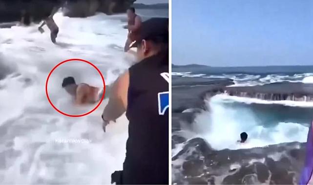 Dalgalar arasında yüzen adamı deniz yuttu