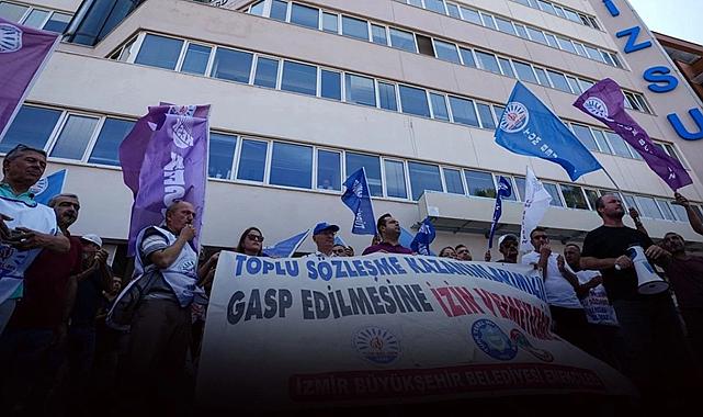 İzmir Büyükşehir ile TİS arasındaki gerginlik devam ediyor... İZSU önünde eylem!