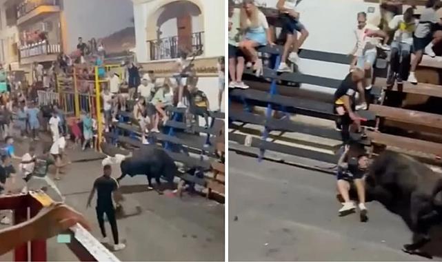 İspanya&#039;da boğa festivalinde korkunç olay: Kızgın boğa, koşucuyu defalarca boynuzladı