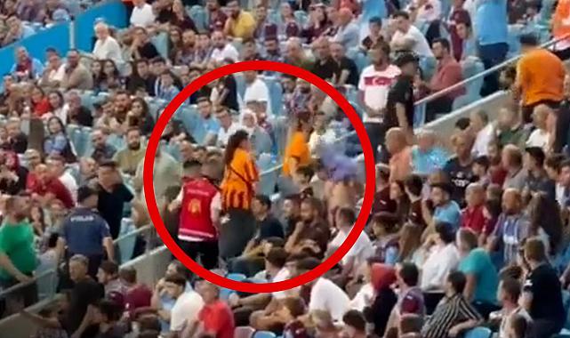 Trabzonspor maçında, iki Galatasaray formalı kadına çirkin davranış