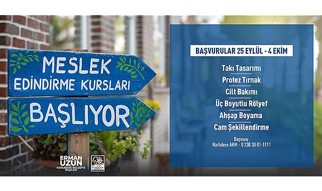 NARLIDERE’DE MESLEK EDİNDİRME KURSLARI BAŞLIYOR: SON BAŞVURU 4 EKİM