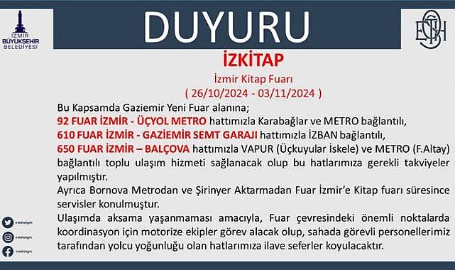 ESHOT, Kitap Fuarı’na ulaşımı kolaylaştıracak