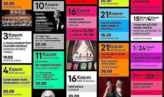 Kasım ayında İzmir Büyükşehir Belediyesi, kültür ve sanat etkinlikleriyle dolu bir program sunacak