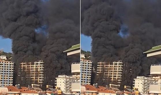 Antalya&#039;da 12 katlı otel inşaatında yangın