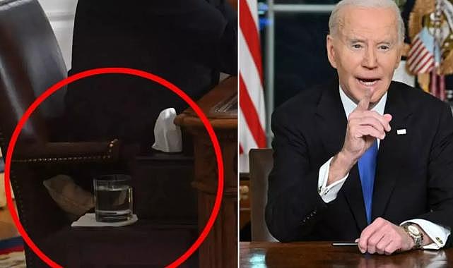 Biden&#039;in ve konuşmasında ilginç detay: Oval Ofis&#039;te yastık desteği