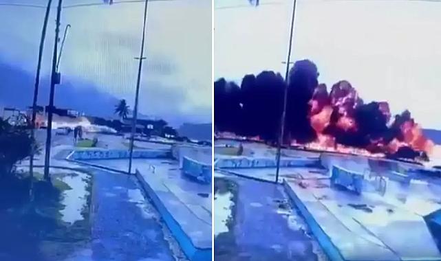 Brezilya&#039;da iniş yapan uçak, kontrolden çıkarak şehir merkezinde patladı