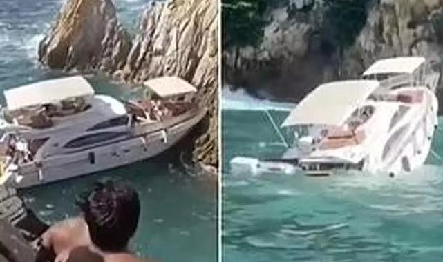 Kayalıklara çarpan lüks yat dakikalar içinde battı