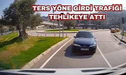 Konak&#039;ta ters yöndeki araç trafikte panik yarattı