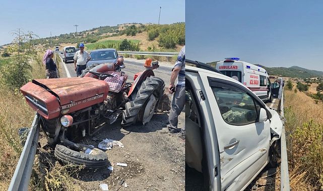 Balıkesir’de traktör ile otomobil çarpıştı: 5 yaralı
