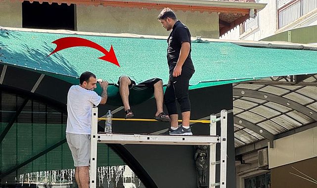 Balkondan düşen genç tente sayesinde kurtuldu