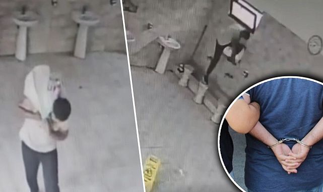Cami musluklarını tekmeleyen şahıs yakalandı