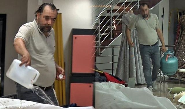 Gelinlik mağazasında kriz: Tüpe çakmak dayadı