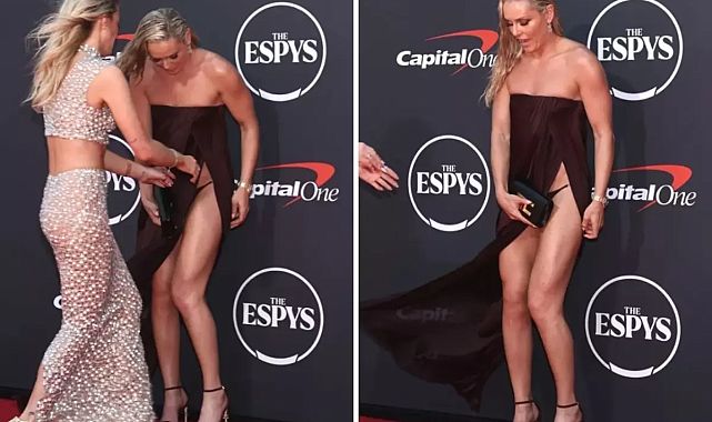 Lindsey Vonn kırmızı halıda talihsiz anlar yaşadı