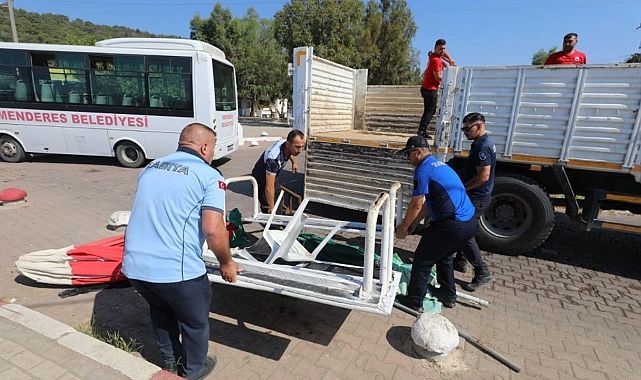 Menderes sahillerinde izinsiz şezlonglara sıkı denetim