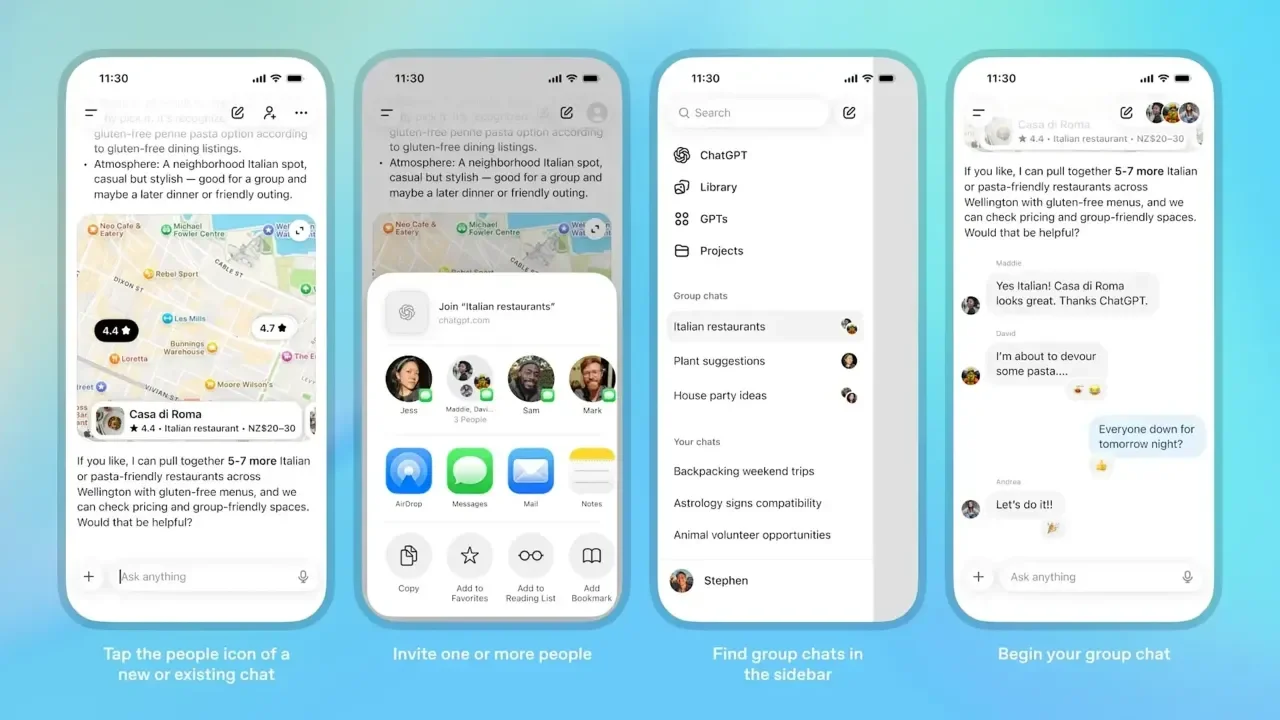 OpenAI, ChatGPT’ye grup sohbetleri özelliği getirdi